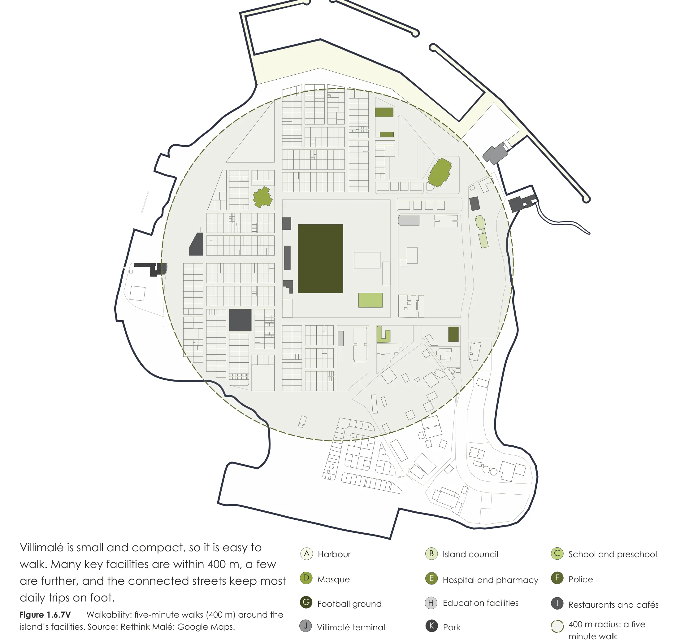 Page from the book: 1.6 Urban form and built environment, Villimalé. Its text is given below, under "Read this page as text".