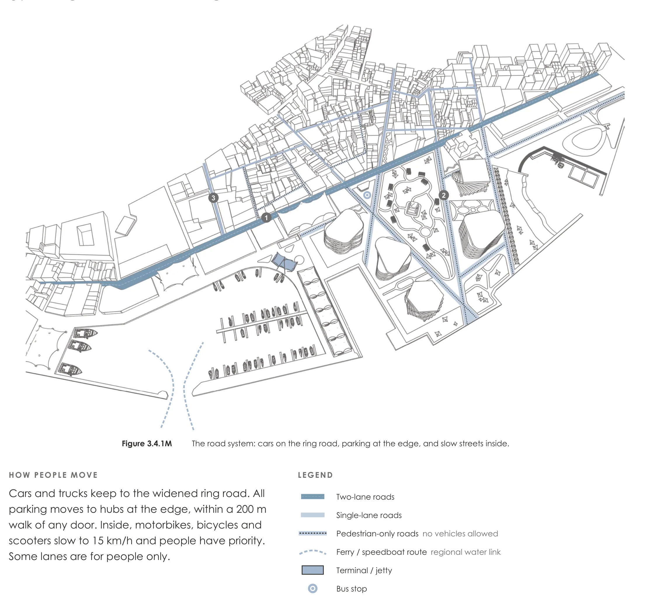 Page from the book: 3.4 Movement network, Malé. Its text is given below, under "Read this page as text".