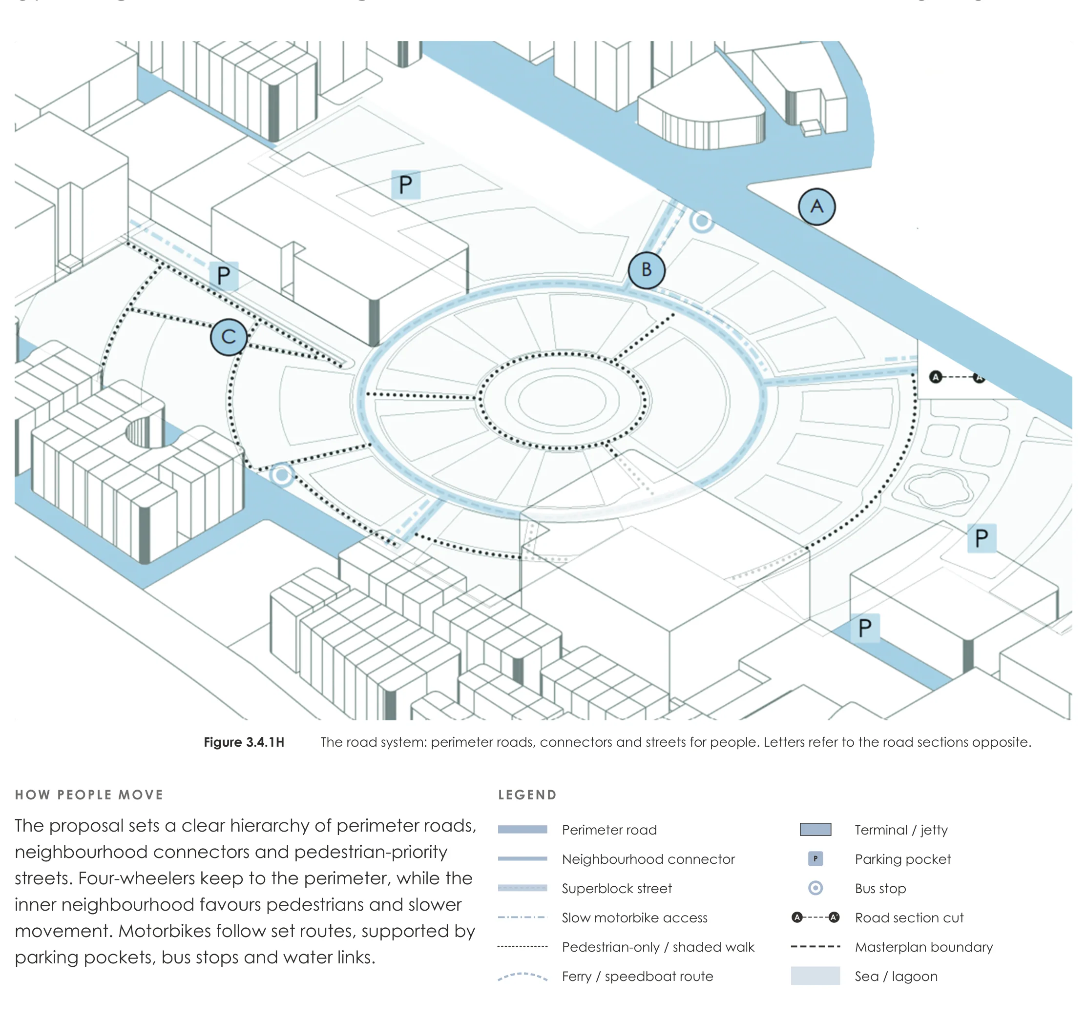Page from the book: 3.4 Movement network, Hulhumalé. Its text is given below, under "Read this page as text".
