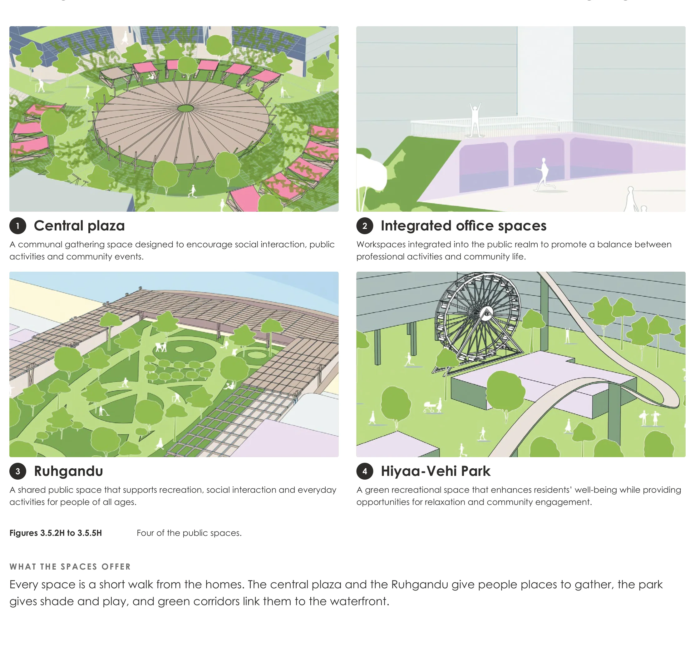Page from the book: 3.5 Public and green space, Hulhumalé. Its text is given below, under "Read this page as text".