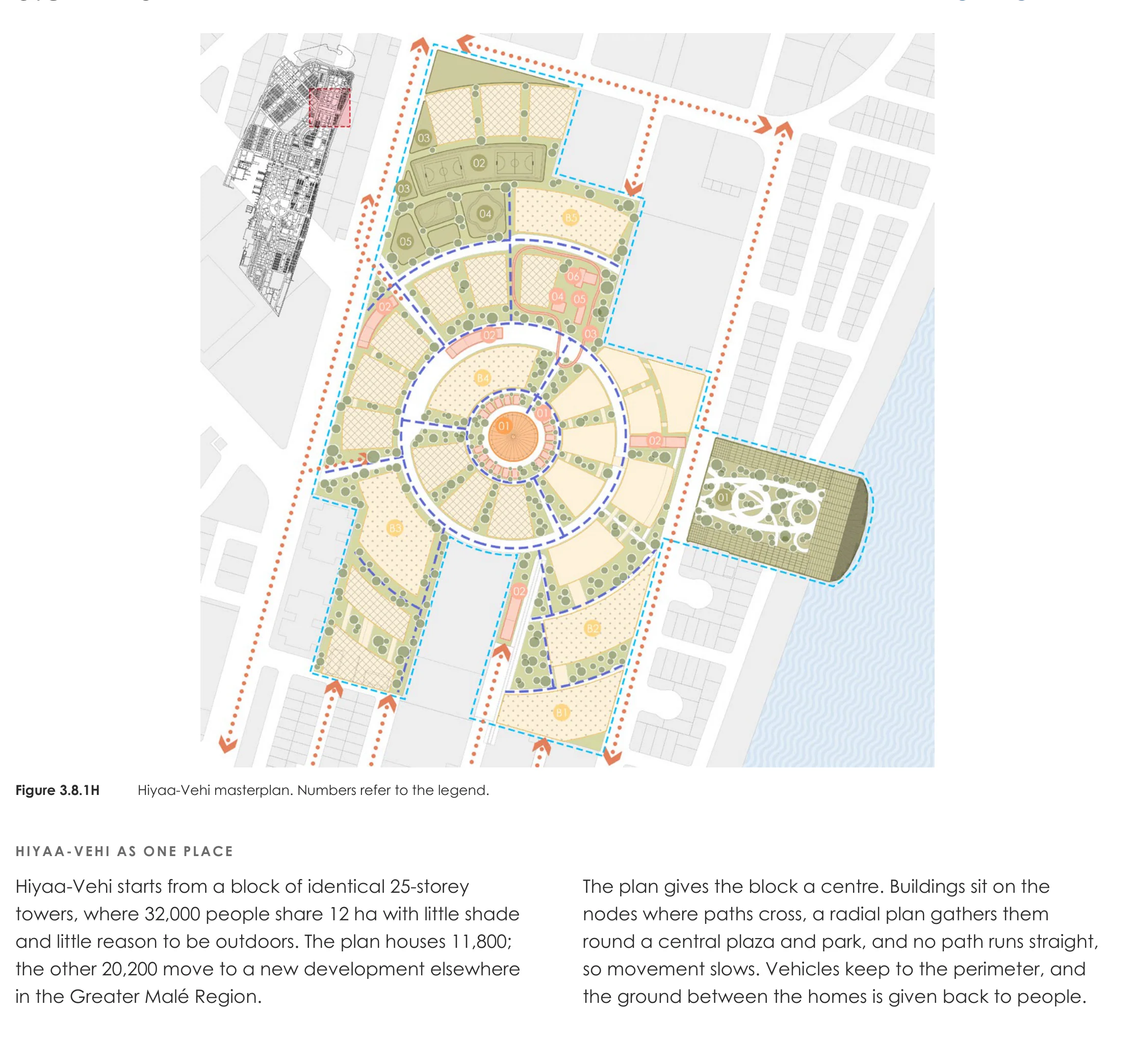 Page from the book: 3.8 Masterplan, Hulhumalé. Its text is given below, under "Read this page as text".