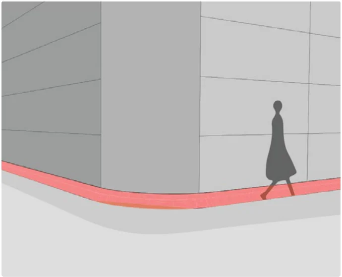 Pipes in the way. Exposed roadside pipes obstruct pedestrian movement.