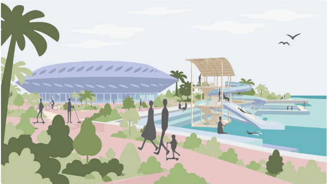 Ocean Hub. Diving, swimming lessons and marine research, with a beach for beginners.