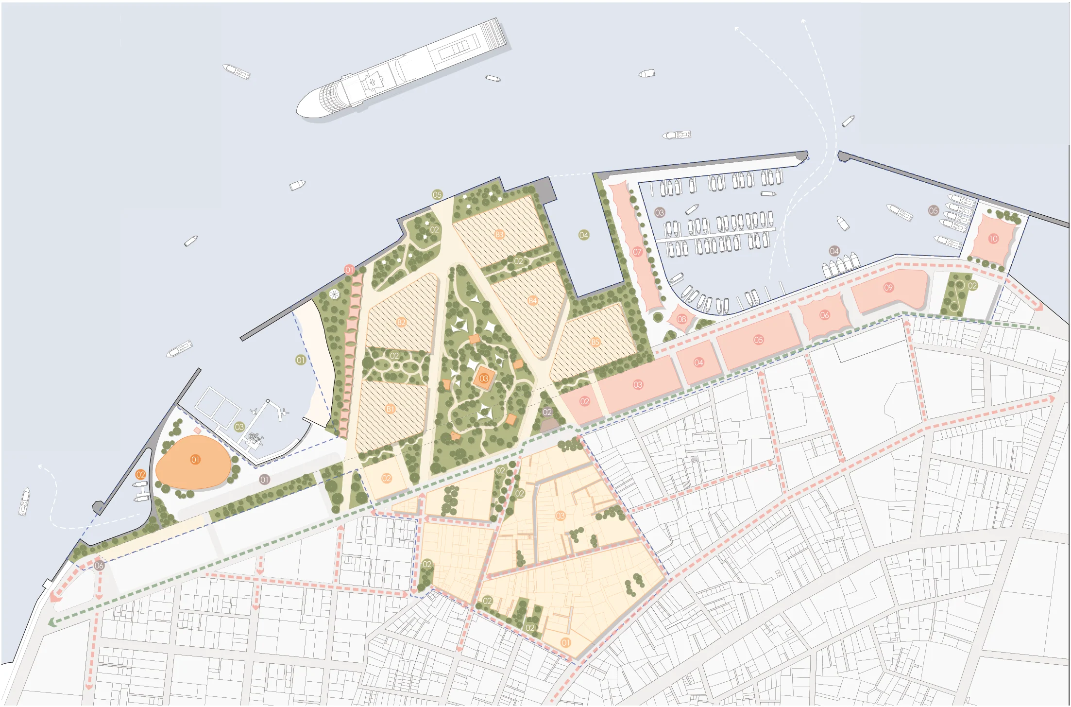 Fahi-Malé masterplan. Numbers refer to the legend.